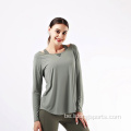 Новы стыль Жанчыны трэнажорная зала Доўгія рукавы T-Shirt Townout Yoga Top Long рукавы Yoga Wear жанчын